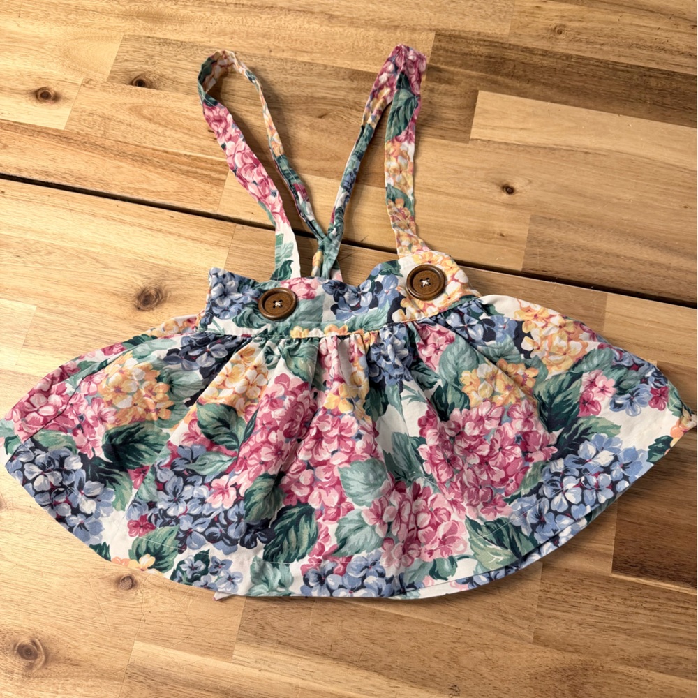 Nest & Nurture Savannah Suspender Skirt in “Hydrangea” Floral 2T | Canadian Made